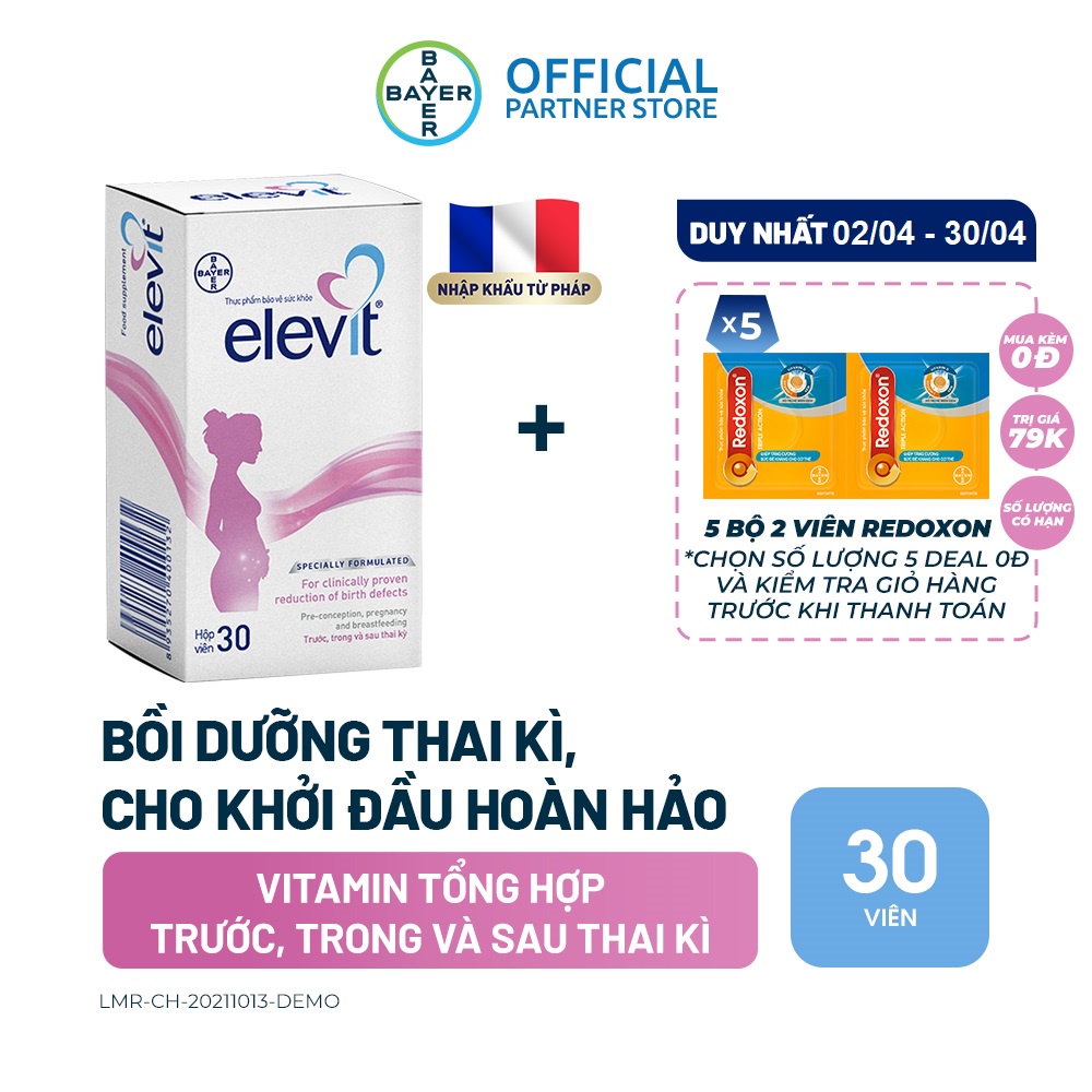 Vitamin Bầu Tổng Hợp Elevit Cho Phụ Nữ Trước, Trong và Sau Thai Kỳ 30 Viên