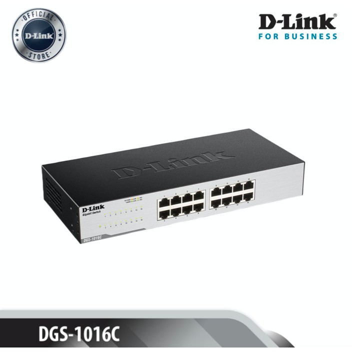 Bộ chia mạng D-Link Switch 16 cổng RJ45 10/100/1000Mbps Gắn tủ/ Để bàn - DGS-1016C - Hàng chính hãng