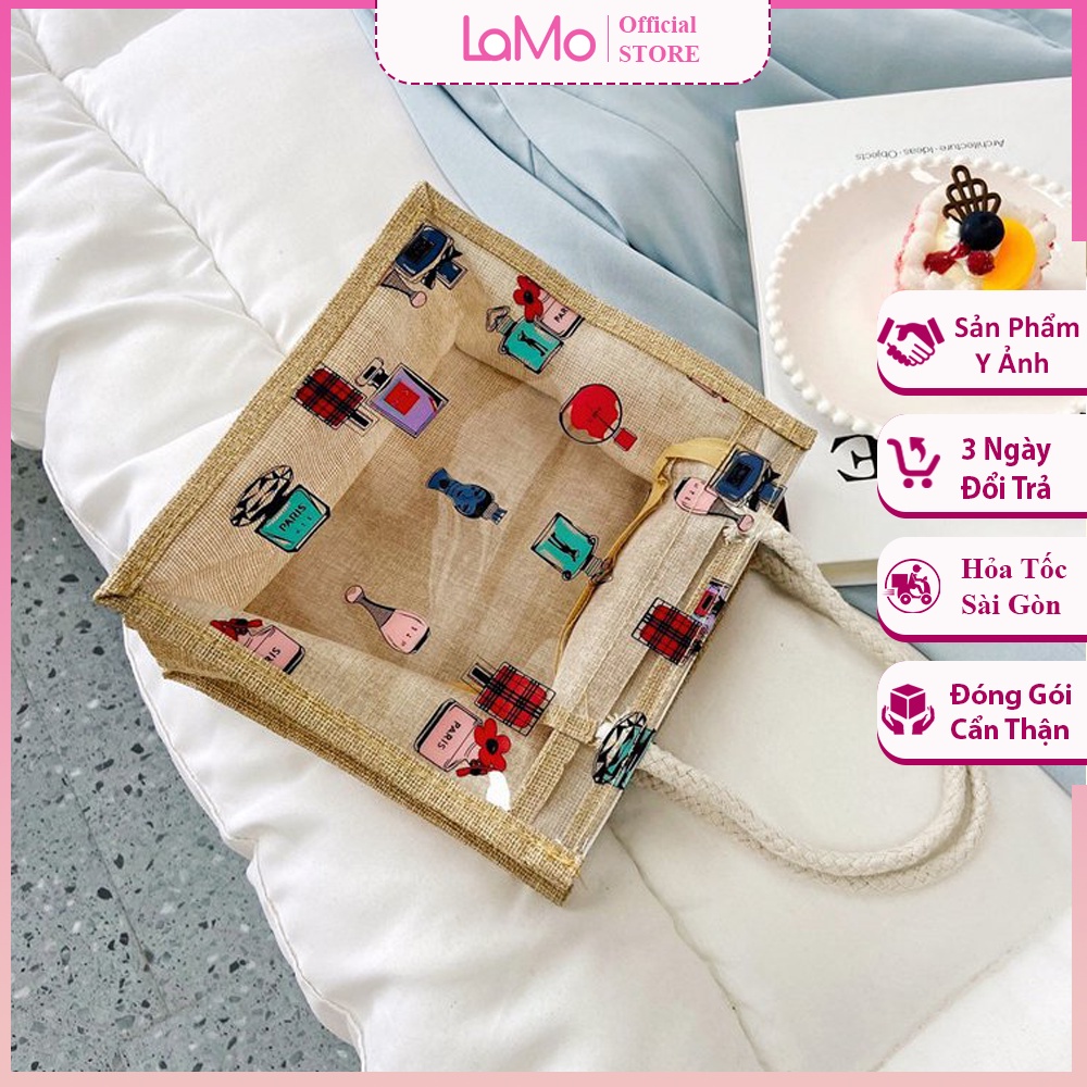 Túi cói mini mẫu mới, túi cói nhựa trong suốt