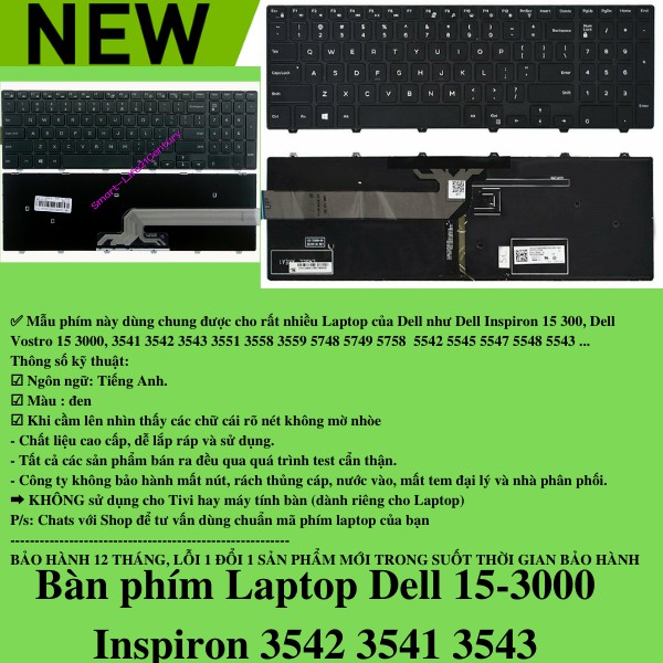 💥SIÊU RẺ💥Bàn phím Laptop Dell 3541 15-3000 Inspiron 3541 3542 3541 3543 3551 3558 3559 5542 5543 5547 5548 5551 5558 | BigBuy360 - bigbuy360.vn