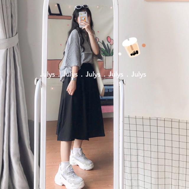 Chân váy đũi xoè ulzzang (ảnh thật tự chụp kèm video)