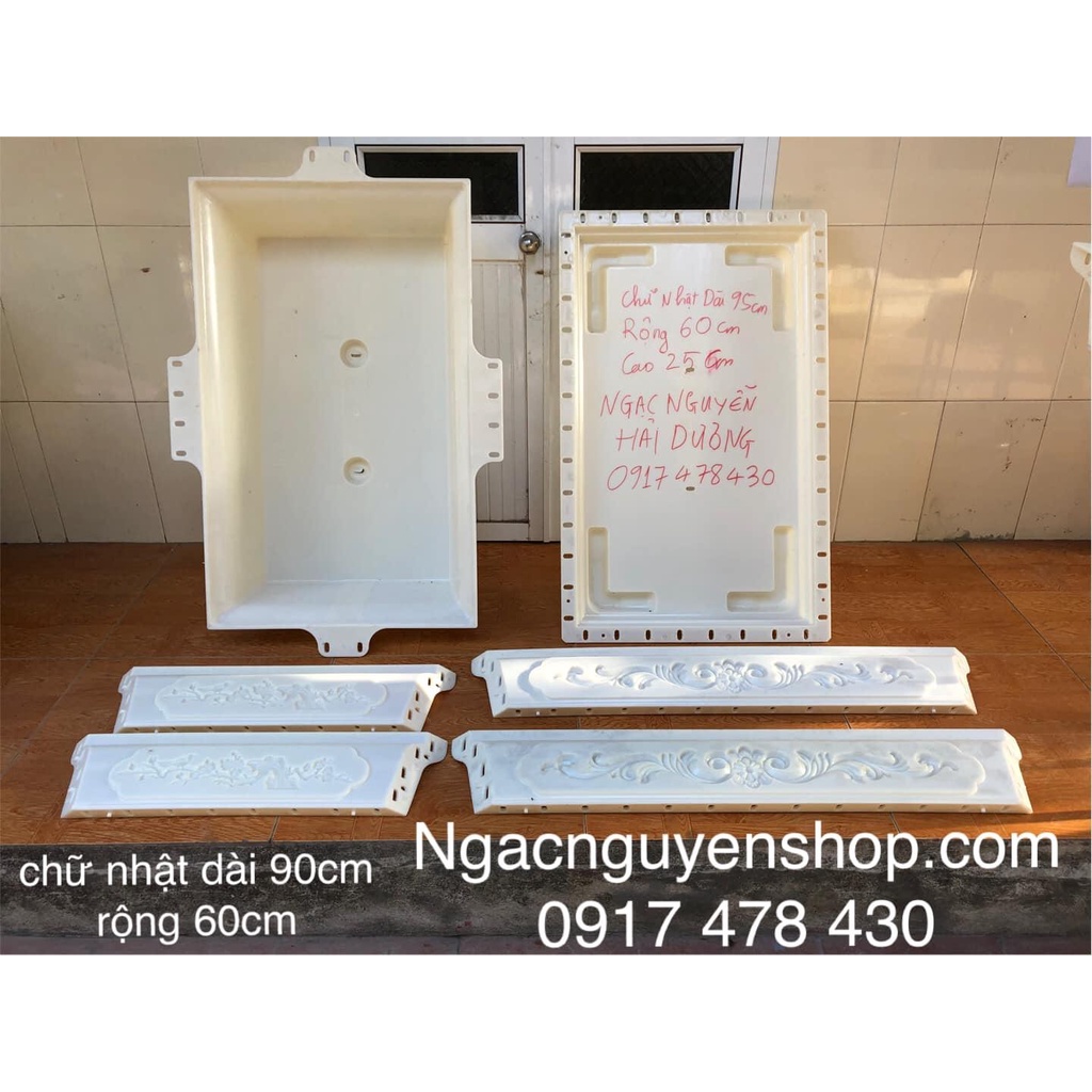 Khuôn đúc chậu chữ nhật 95x60 cao 25cm có lòng trong chất liệu nhựa abs dày dặn