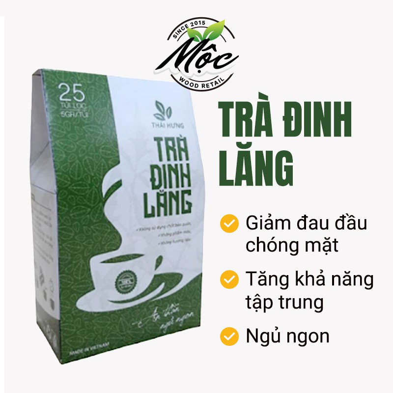 Trà Đinh Lăng Thái Hưng (trà thảo mộc túi lọc - 100% tự nhiên - không chất bảo quản, dạng túi)