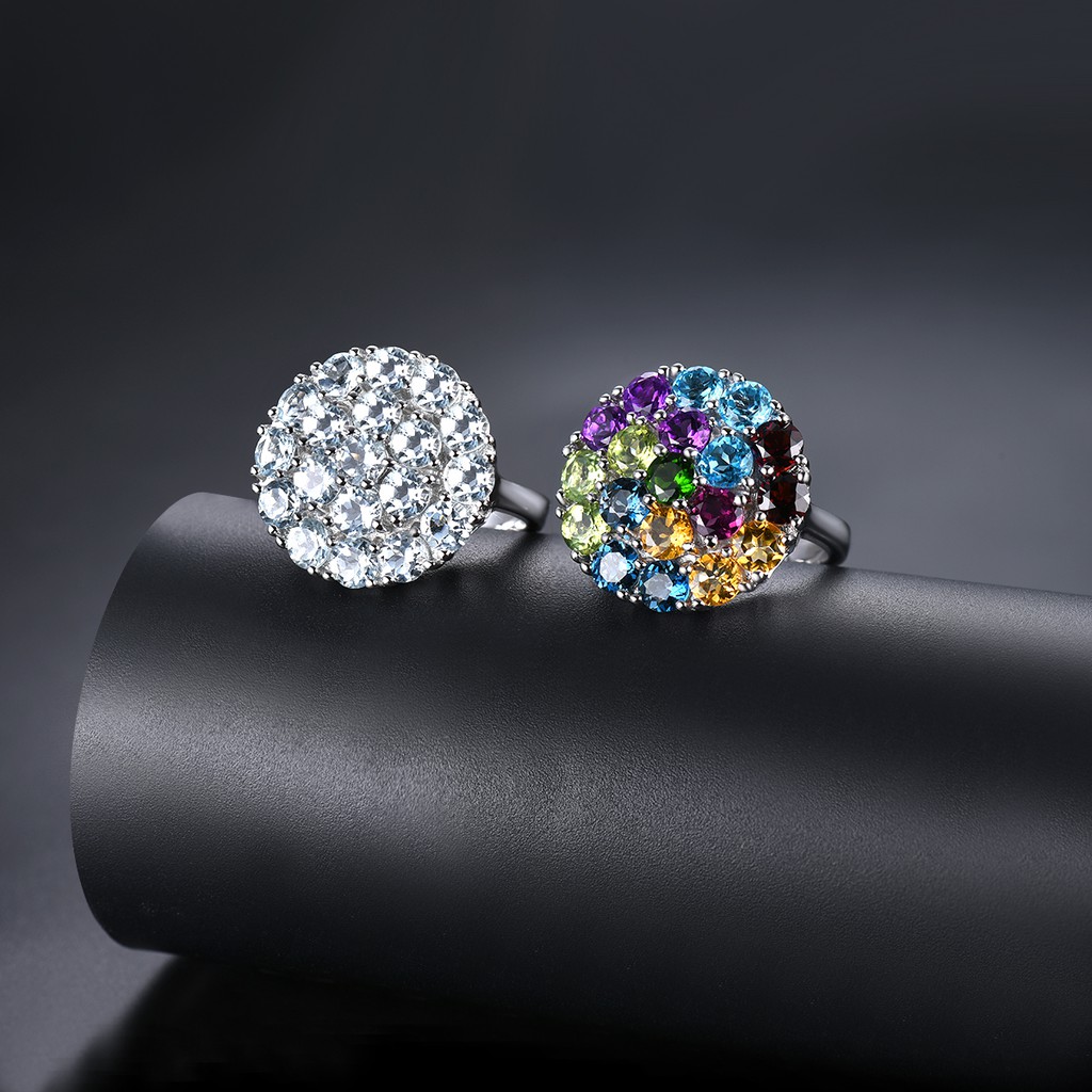 Nhẫn bạc 925 đính đá quý nhân tạo sang trọng thời trang nữ