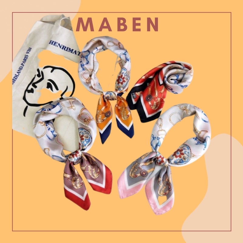 Khăn lụa vuông 70x70 turban quàng cổ,áo khăn yếm bandana thời trang đội đầu - Maben