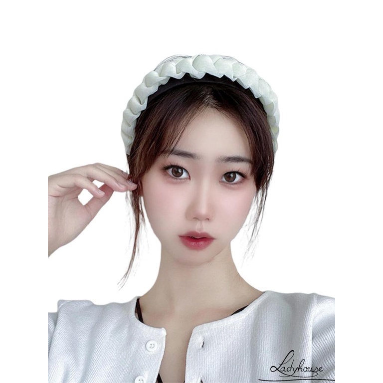 Cài tóc bản rộng kiểu bện màu trơn thời trang cho nữ