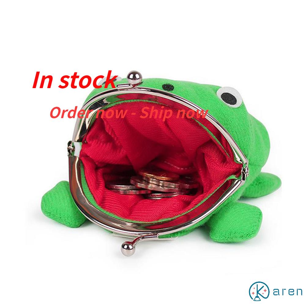 Ví Đựng Tiền Xu Hình Chú Ếch Hoạt Hình Bằng Vải Lông Nhung Dễ Thương Tiện Dụng