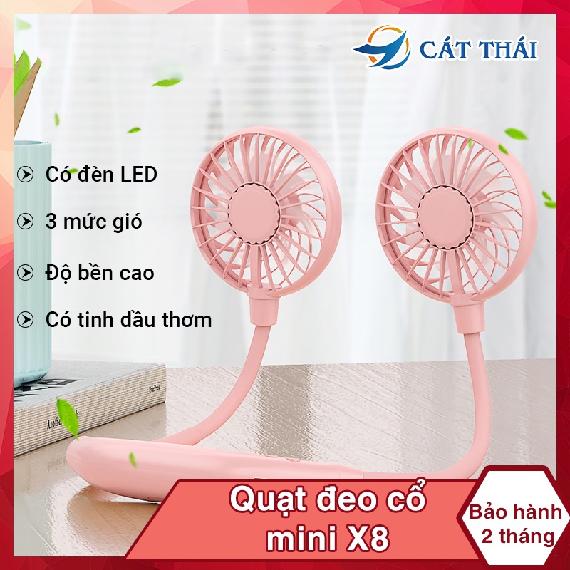 Quạt đeo cổ mini Big Size pin 2000mAh S9 đeo ở cổ thoải mái 3 sức gió tùy chỉnh, trọng lượng nhẹ, dễ dàng uốn, đổi hướng