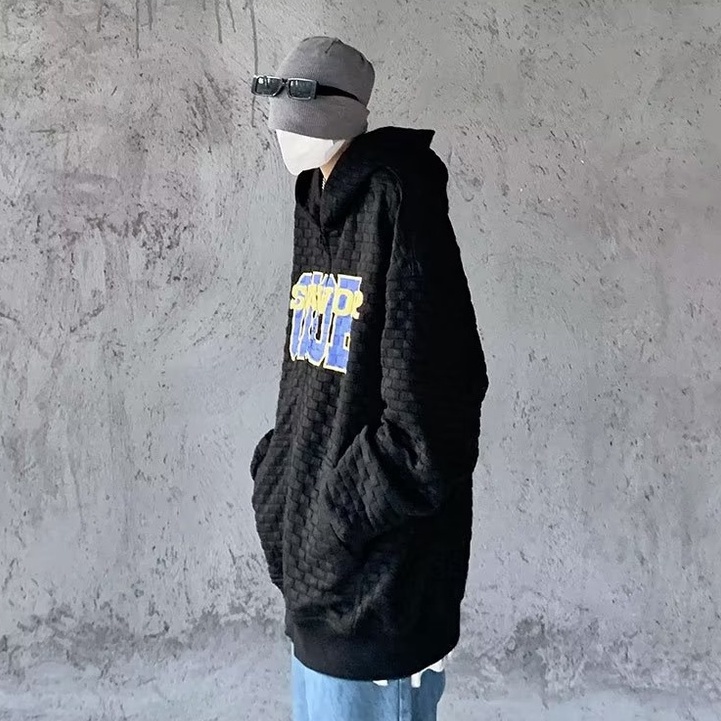 Áo Khoác dây kéo Có Nón Tay Dài Thêu Chữ áo khoác nam Phong Cách Hàn Quốc Cổ Điển Thời Trang áo hoodie dây kéo Dành áo khoác hoodie Nam Nữ
