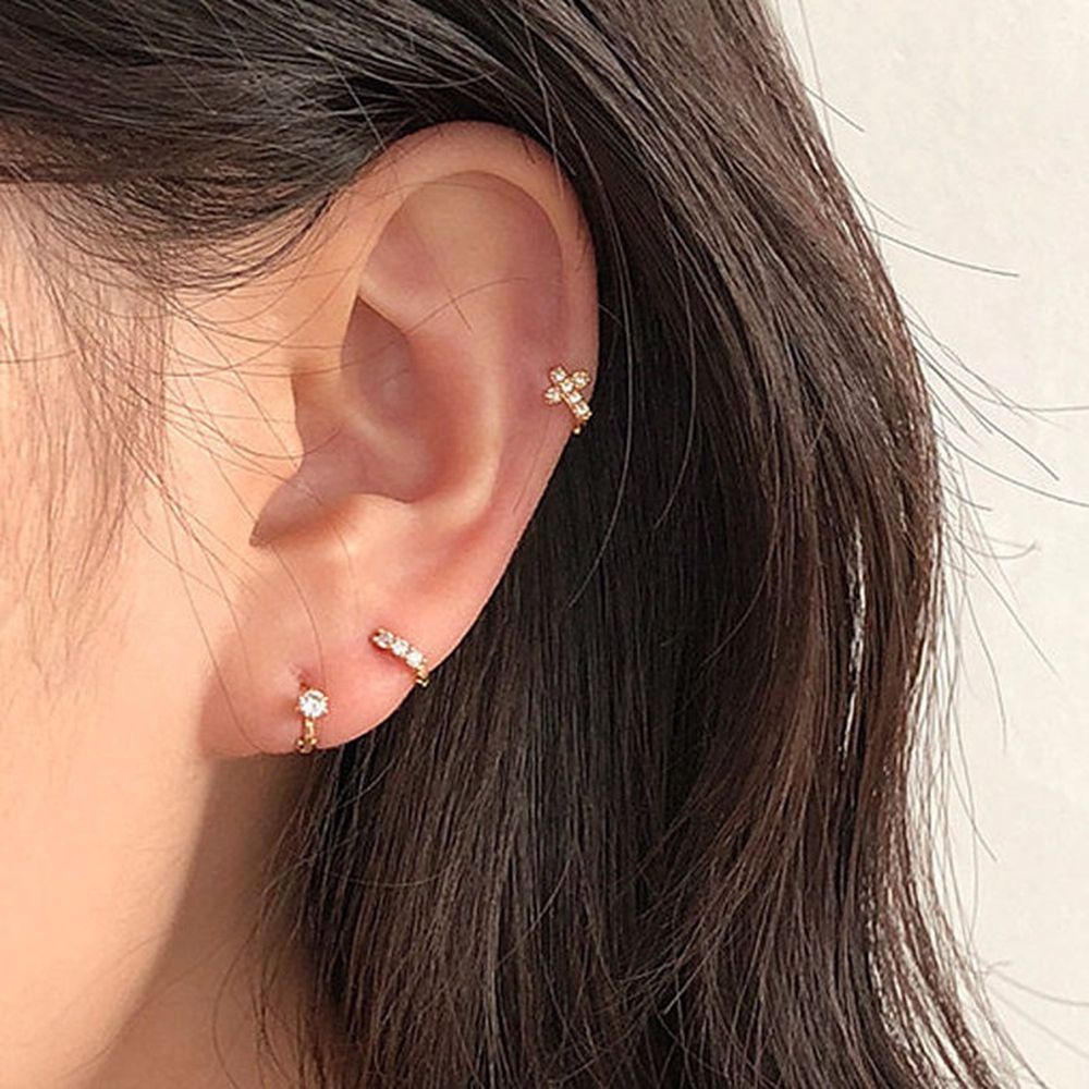 Khuyên Tai Tròn Đính Đá Zircon Tinh Tế Thời Trang Hàn Quốc Cho Nữ