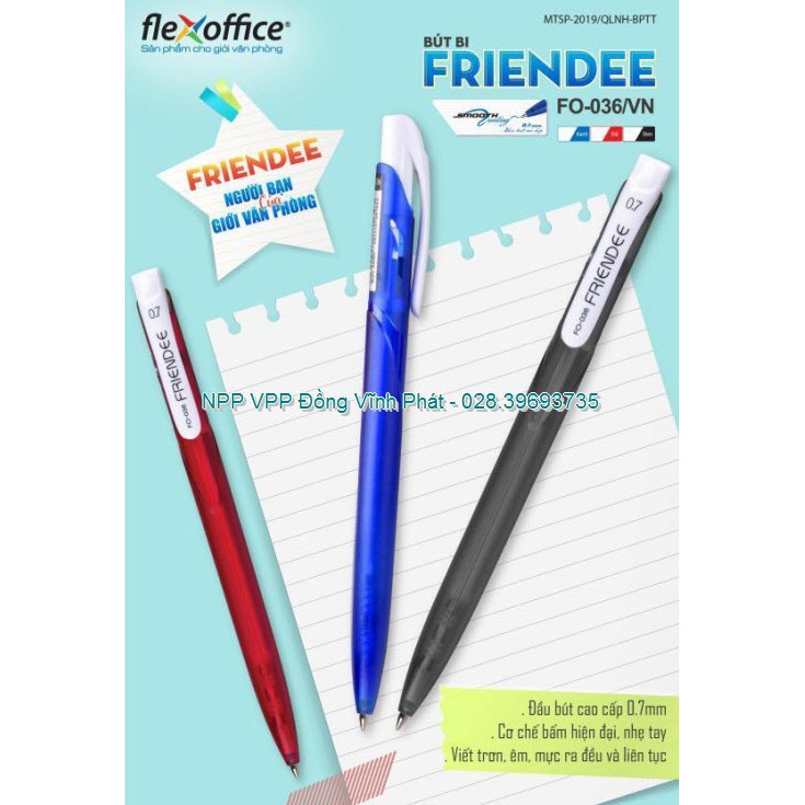 ⚡Giá sỉ nhà bán⚡[HOT] Bút bi Flexoffice FO-036 ( 20cây/hộp ) FRIENDEE