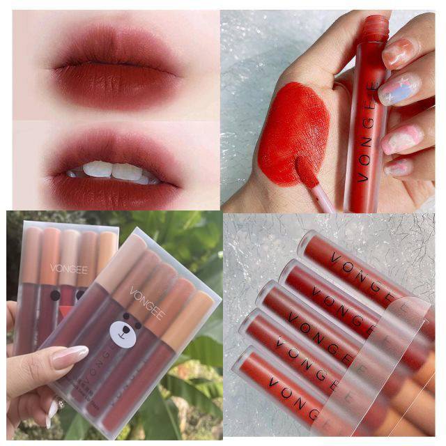 [Hàng mới về] Bộ 5 Son Kem Von Gee Làm Đẹp Màu Dễ Thương Lâu Trôi