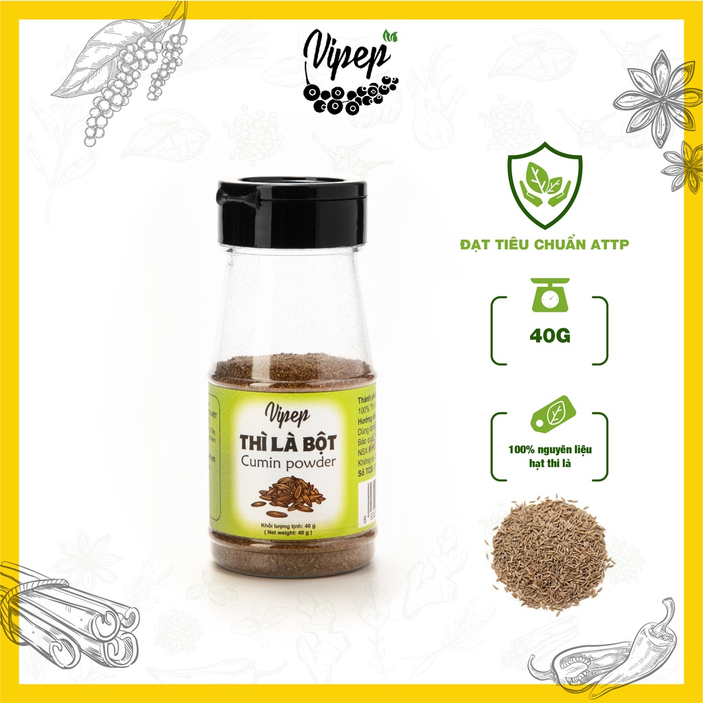 Bột thì là Vipep 40g - gia vị tẩm ướp nguyên chất cho các món nướng, cá, tạo mùi thơm đặc biệt