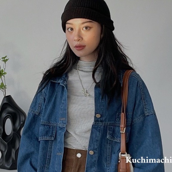 KUCHIMACHIC- Áo khoác Denim hai màu XANH ĐẬM/ XANH NHẠT MÃ 2364