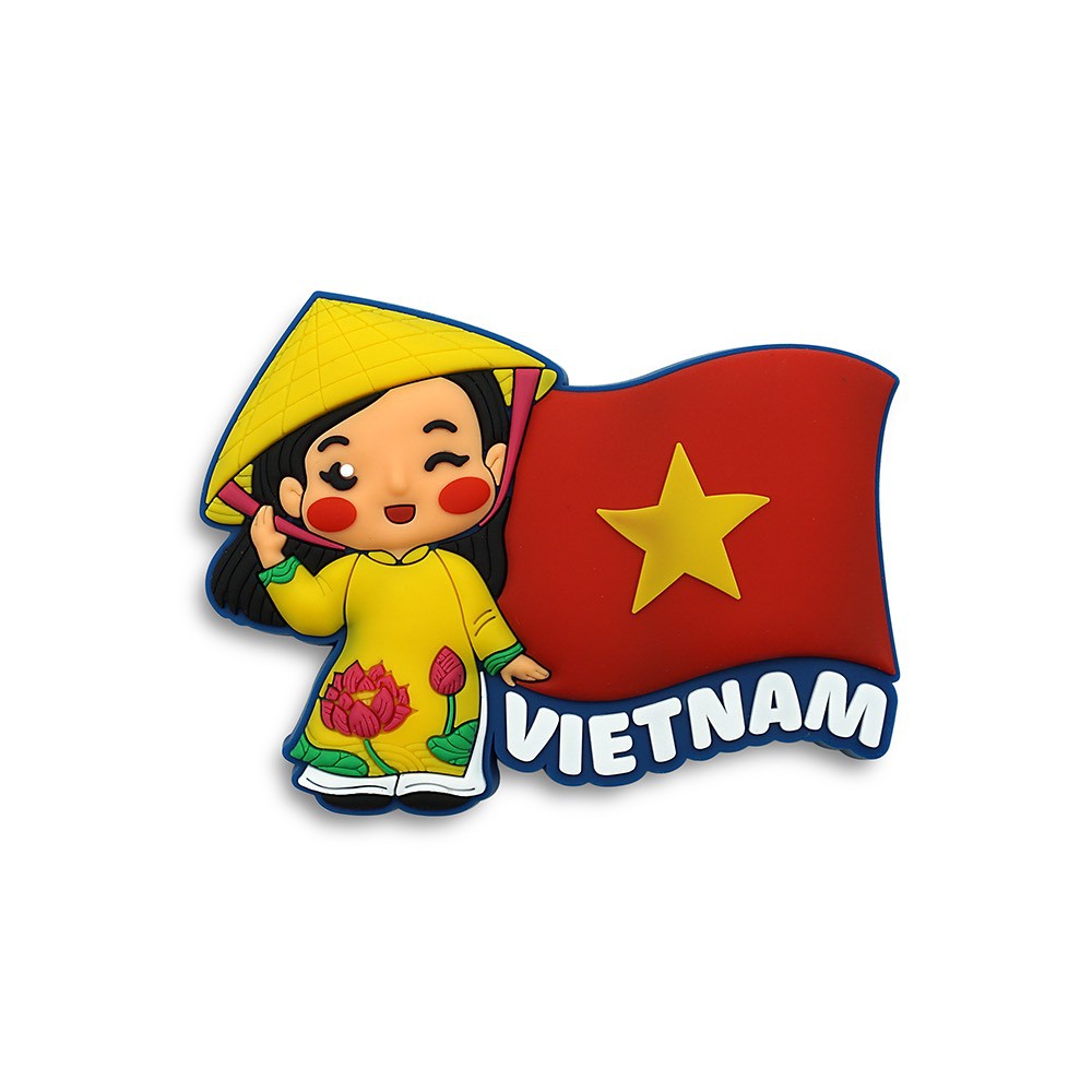 Nam châm dán tủ lạnh - Quà tặng lưu niệm Việt Nam - Fridge Magnet - Áo dài Hoa Sen
