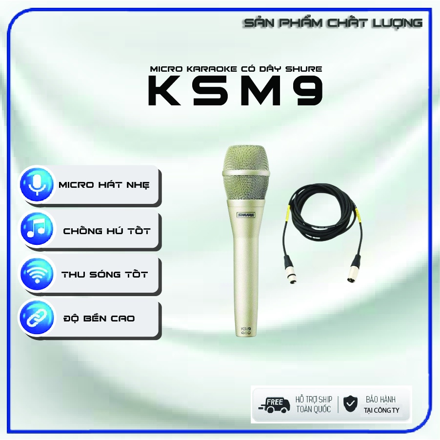 🎤🎤⚡Micro Karaoke Có Dây Shure KSM9 Chuyên Nghiệp, cao cấp, chất lượng - BH 6 THÁNG
