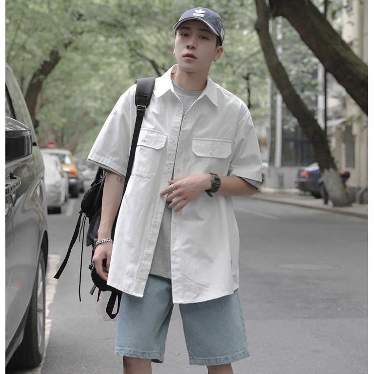 Áo Sơ Mi Trắng Ngắn Tay Unisex Nam Nữ Siêu Hot | BigBuy360 - bigbuy360.vn