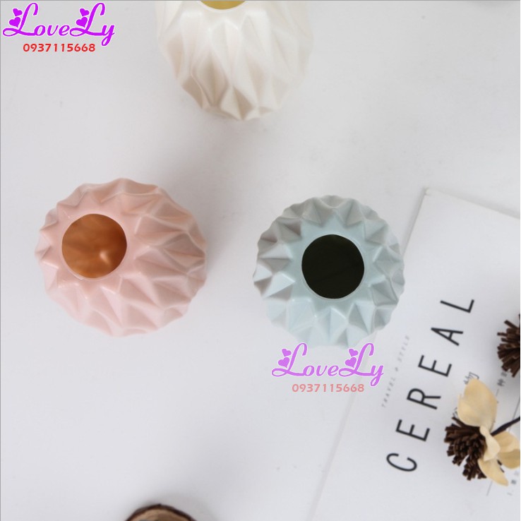 Lọ hoa nhựa giả sứ múi khế phong cách Bắc Âu trang trí nhà cửa quán cà phê