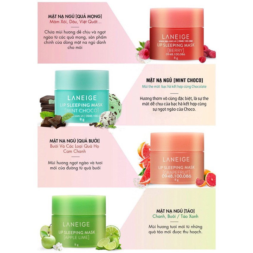 Set 4 mặt nạ ngủ môi Laneige Lip Sleeping Mask 8g | BigBuy360 - bigbuy360.vn