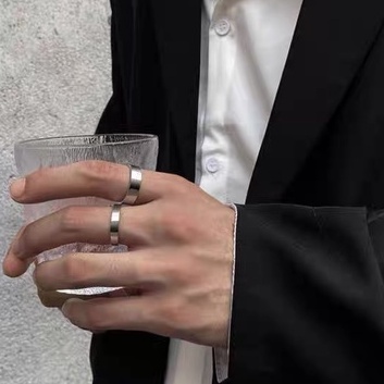Nhẫn Nam Nữ Nhẫn Cặp Unisex Trơn Màu Bạc Plain Ring Lớn Chất liệu Titan Không Rỉ Gudi Studio