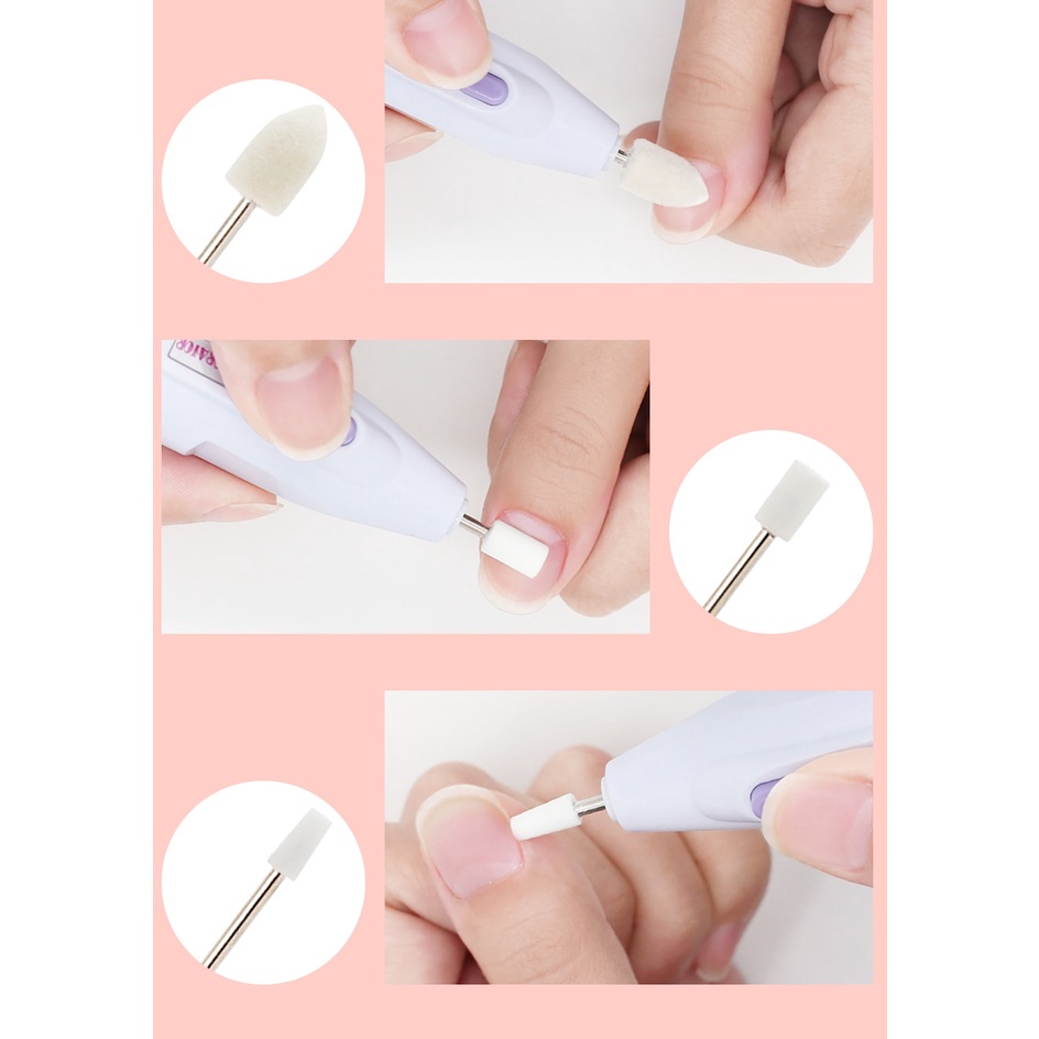 [Hàng mới về] Bộ máy mài móng loại bỏ vết chai sần đánh bóng móng tay 5 trong 1 chạy bằng điện