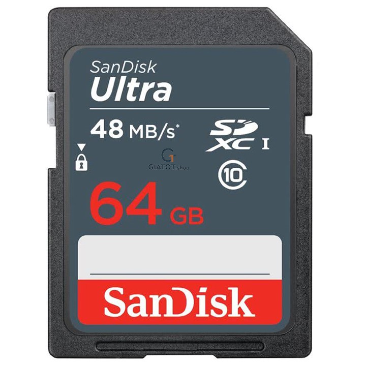 Thẻ Nhớ máy ảnh SD SanDisk Ultra Class 10 64GB - 48MBs - Hàng Chính Hãng