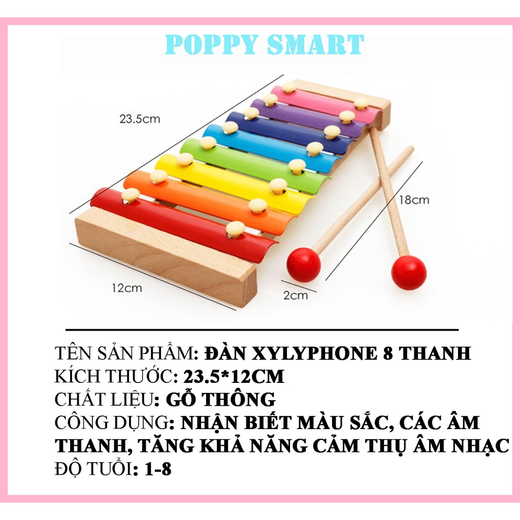 Đàn Xylophone 8 Thanh Cho Bé Học Màu Sắc Kích Thích Thính Giác Phát Triển Não Bộ