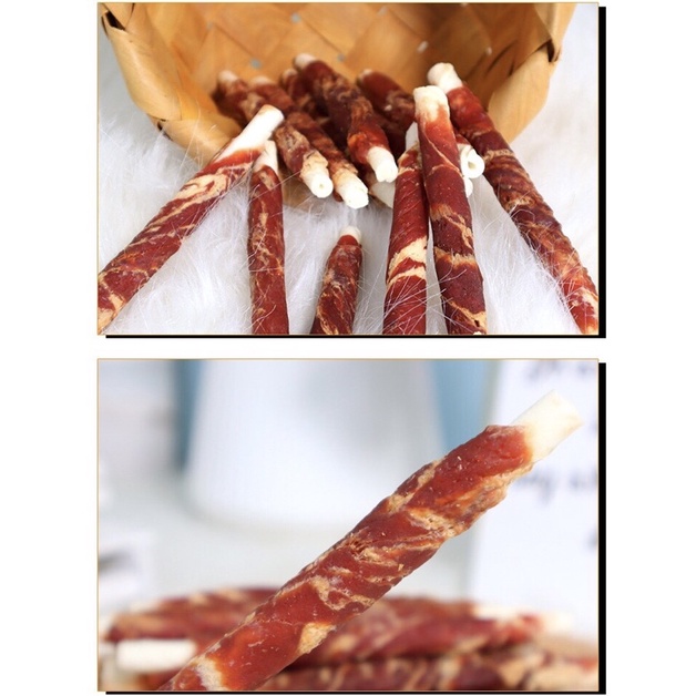 BÁNH THƯỞNG PETFOOD XƯƠNG SỮA BỌC THỊT  ĂN VẶT HỖ TRỢ LÀM SẠCH RĂNG MIỆNG CHO THÚ CƯNG LOẠI QUE DÀI