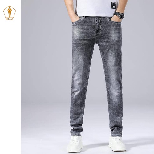 Quần jean nam TRAZ rách gối màu đen trơn chất bò cao cấp co dãn 4 chiều đẹp rin trơn form dáng skinny