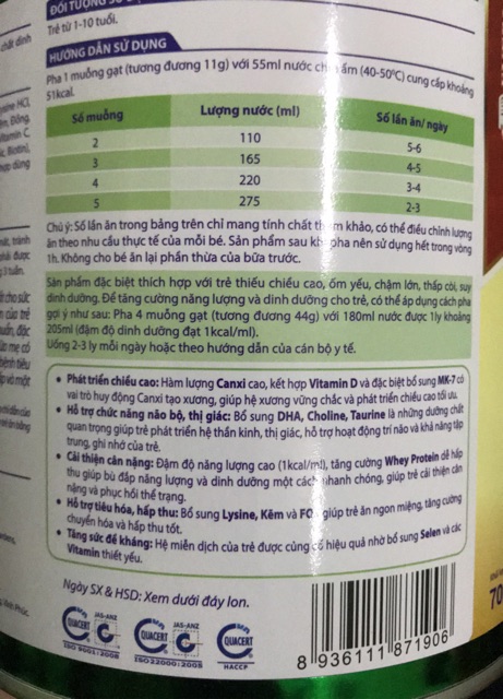 Sữa Nutrient Grow IQ (700g)