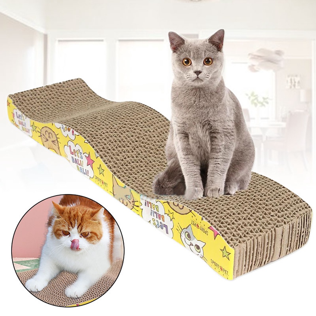 Bàn cào móng cho mèo size siêu to 43X21X4 cm lượn sóng cho mèo tặng túi bạc hà - Thaivucattery