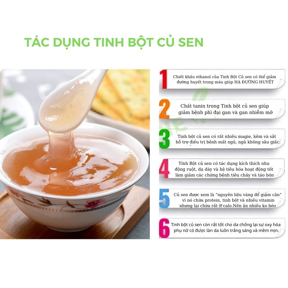Tinh Bột Củ Sen Gralona Nhà Làm 100% Nguyên Chất Từ Củ Sen Tươi Không Pha Giúp Giảm Cân An Thần Ngủ Ngon - Nông Sản Việt