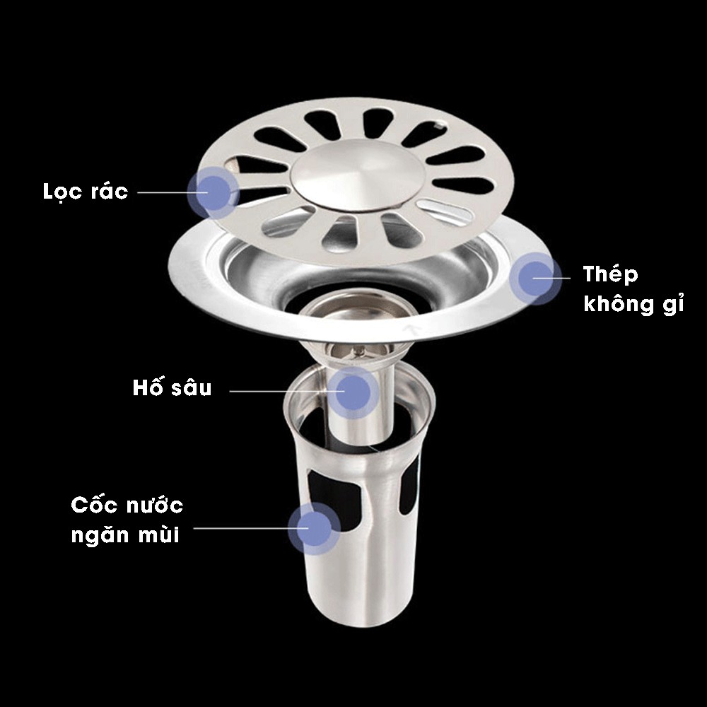 Bộ thoát sàn chống mùi ga phễu thoát nước nhà tắm nhà vệ sinh Minh House