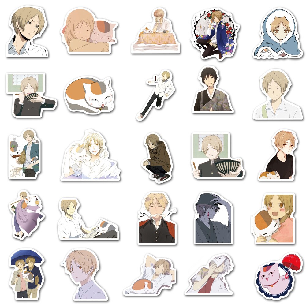 Bộ 10/25/50 miếng dán trang trí hình Anime Natsume Yuujinchou bằng pvc chống thấm nước