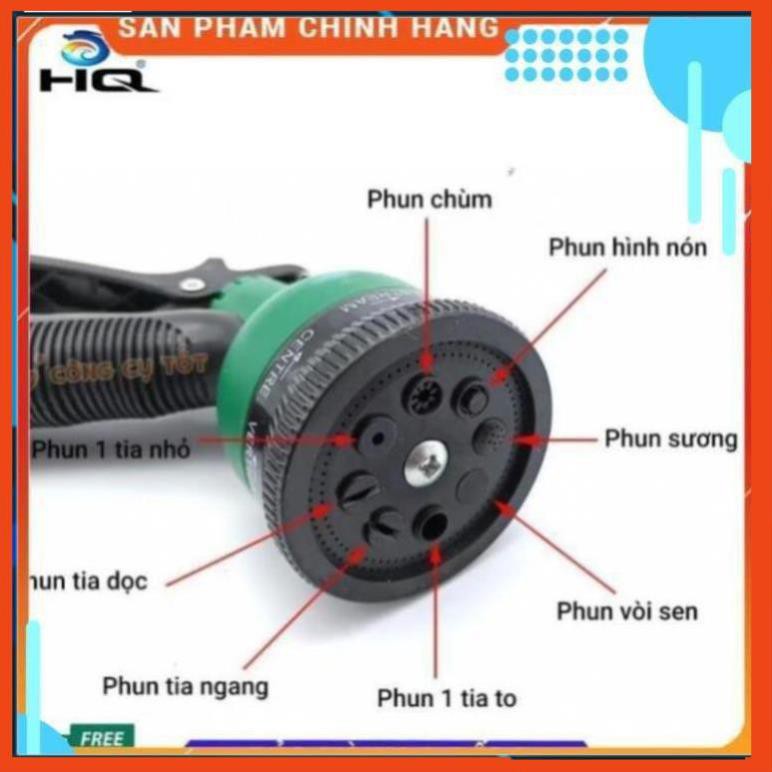 Vòi xịt rửa xe,Vòi phun nước tưới cây tăng áp thông minh 8 chế độ 815621-1 (cút vàng,nối xanh - dây vàng)