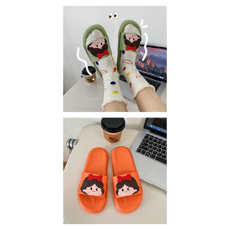 JY502-C3 CÔNG CHÚA Dép dán hình  đế mềm quai ngang phong cách unisex nặng động, đa dạng màu sắc