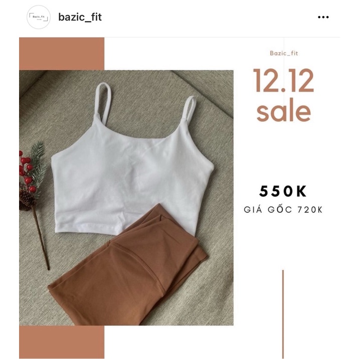 Set đồ tập mix bra Trắng Cam đất nhẹ nhàng, xinh xắn vừa có thể dạo phố và có thể tập rất năng động [Bazic_fit]