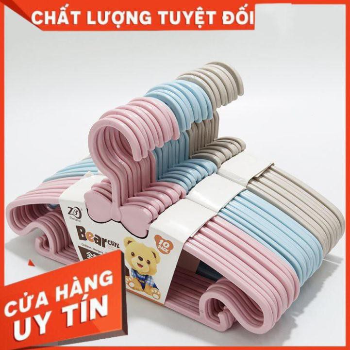 Set 10 cái móc treo quần áo nhựa trẻ em 0245,móc phơi quần áo nhựa cao cấp