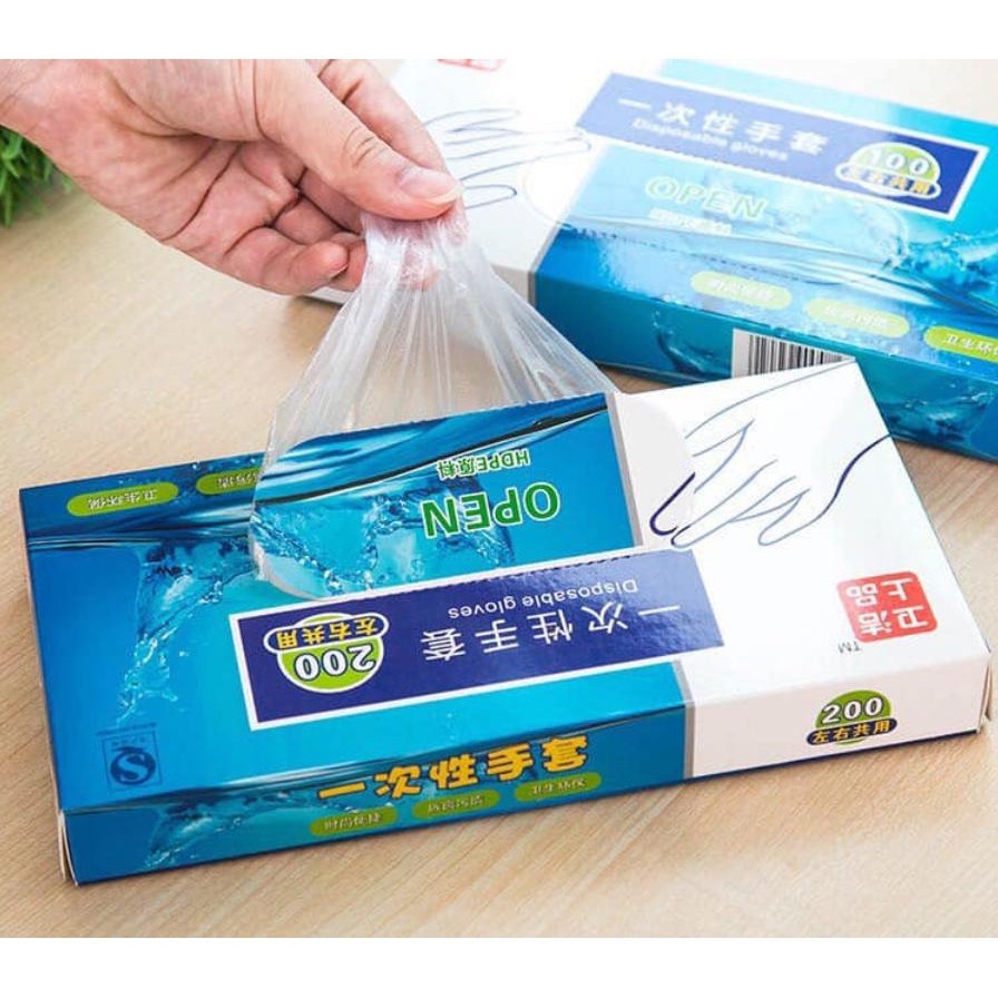 [ Hộp 200 Chiếc ] GĂNG TAY NILON DÙNG 1 LẦN TIỆN DỤNG DISPOSABLE GLOVES 200PIC
