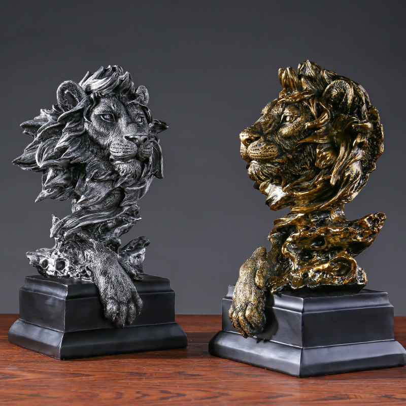 Đầu Sư Tử Bằng Nhựa Resin Mềm Mại Phong Cách Retro Mỹ Trang Trí Tủ Rượu/Tủ Rượu