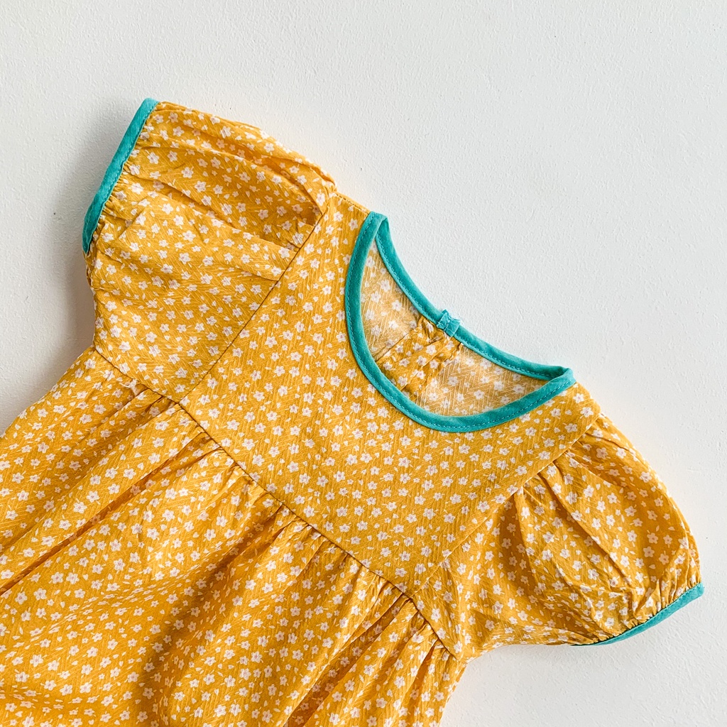 Set đồ liền thân tay ngắn có mũ đội chấm bi thời trang cho bé gái