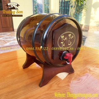 Bom đựng rượu vang 5 lít, thùng đựng rượu bằng gỗ, bình rượu gỗ sang trọng, tặng bịch chứa rượu