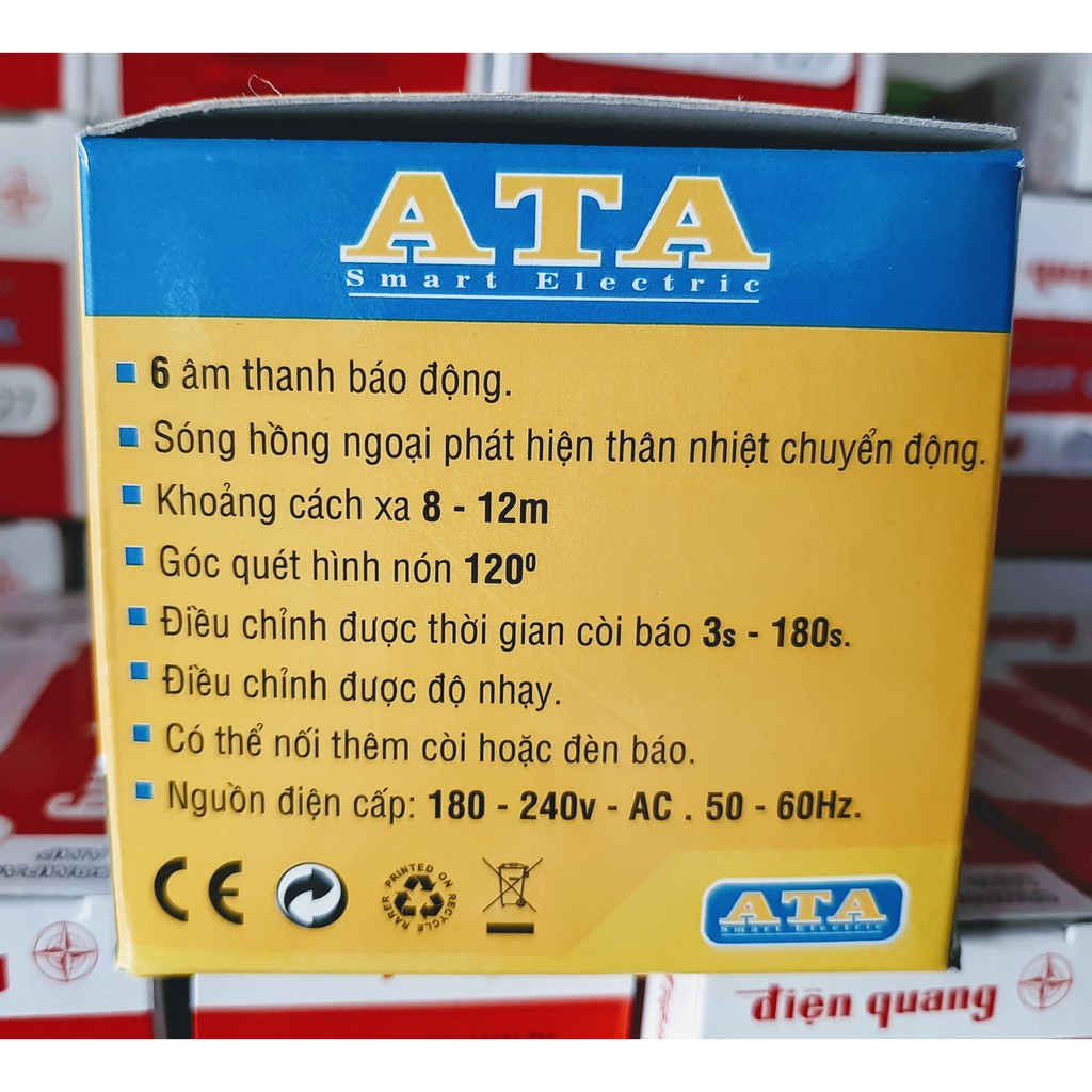 BÁO ĐỘNG BÁO TRỘM HỒNG NGOẠI CAO CẤP ATA 6 KIỂU ÂM THANH AT-06C ĐEN