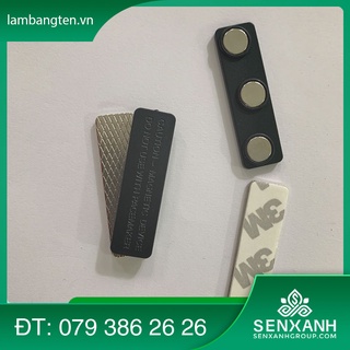 100 viên nam châm cài áo, nam châm 3 nút cài bảng tên nhân viên. Kích thước: 13x45 mm