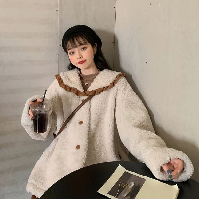 Áo khoác lông nữ cổ bèo tay dài Áo khoác lông DUNEK Ulzzang chất lông mềm hot trend - GEN_ZOO