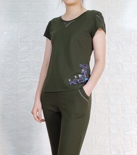 Bộ Nữ Áo Cộc Quần Dài Cotton Cao Cấp