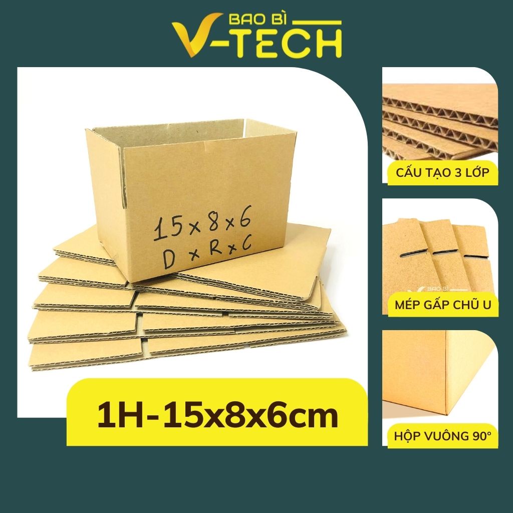 Hộp carton gói hàng giá rẻ nhỏ quần áo to ND 15x8x6cm