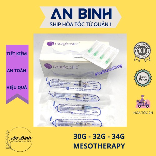 (Q1-HCM) |Combo 10| Đầu Kim Tiêm Meso 30G 32G Và 34G-4mm (Tặng 10 Bơm Tiêm)