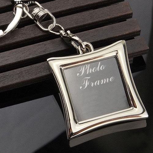 Móc chìa khóa hình vuông/ tròn/trái tim/ oval để lồng hình có thể xoay được