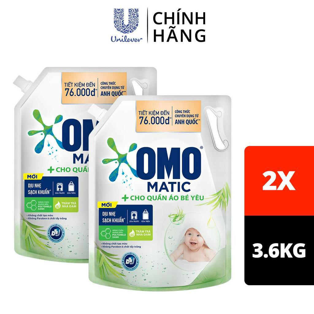 Combo 2 Túi Nước giặt OMO Matic Cửa trước 3,6kg/túi